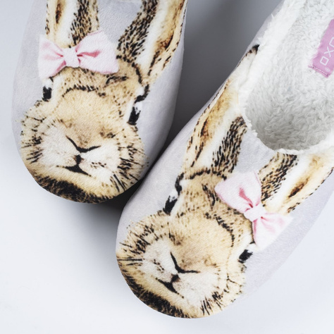 Women's SOXO slippers with a picture of a rabbit and a hard TPR sole