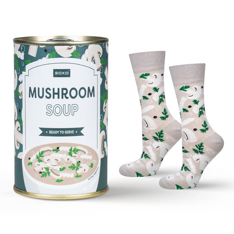 Men's Socks | Women's SOXO GOOD STUFF mushroom soup in a can, cheerful, colorful as a gift for Him | for Her Unisex