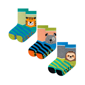 Set of 3x Colorful SOXO children's socks animals