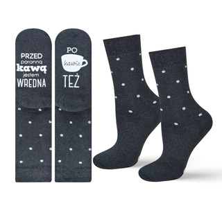 Dark long women's SOXO socks with Polish inscriptions funny terry gift
