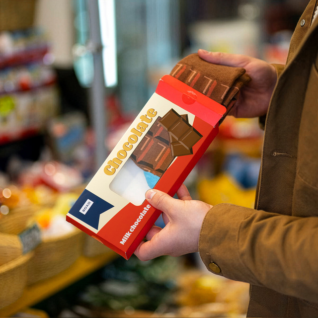 Colorful men's socks SOXO GOOD STUFF a bar of chocolate