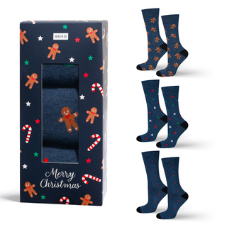 Set 3x Colorful men's socks SOXO GOOD STUFF merry Christmas gift cotton socks