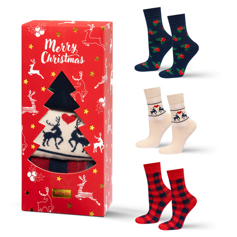 Women's SOXO Christmas Patterned Socks in a Package - 3 Pairs