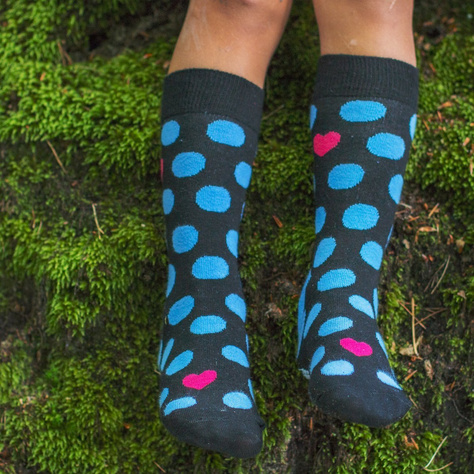 Black children's SOXO GOOD STUFF socks with dots