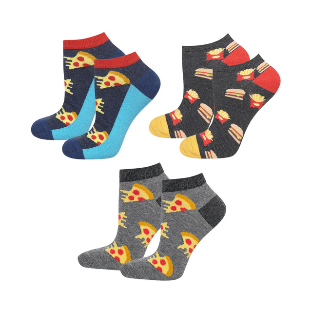 Set of 3x Colorful men's socks SOXO GOOD STUFF cotton pizza