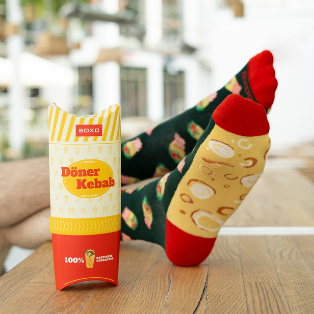 Set of 2x Colorful SOXO men's socks | kebab in a box | funny gift for a man | colors