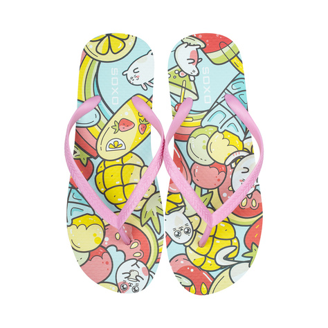 Comfort Women's and Men's Beach Flip-flops SOXO | Happy and colorful fruit | Perfect for Beach Holidays and Swimming Pool