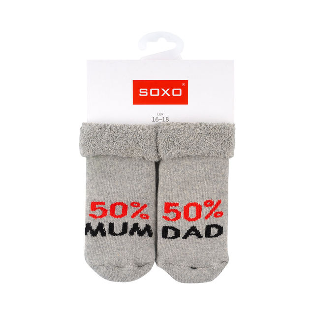 Set of 3x SOXO baby socks navy blue with inscriptions