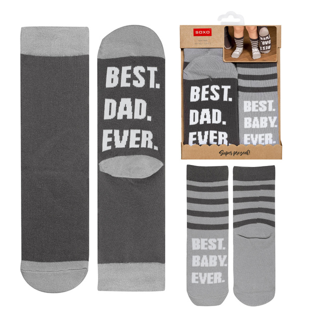 A set of socks for dad and child SOXO cotton gift with inscriptions