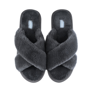 Women's slippers SOXO fur with a hard TPR sole