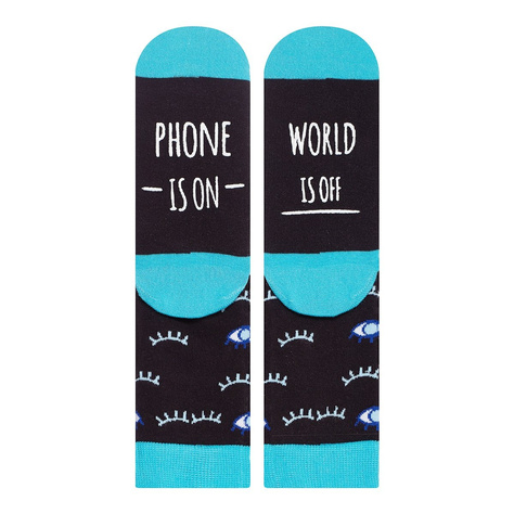 Dark long women's SOXO socks with funny inscriptions cotton