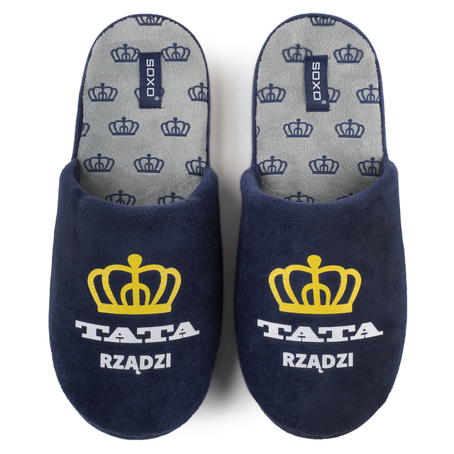 Dad Gift: 1x colorful SOXO men's socks and 1x men's slippers with inscriptions "Tata Rządzi" | Father's Day gift