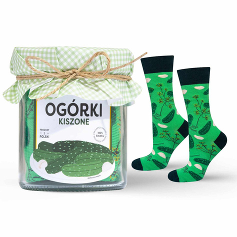 Men's | Women's colorful SOXO GOOD STUFF pickled cucumbers in a jar funny cotton socks for Him | for Her Unisex