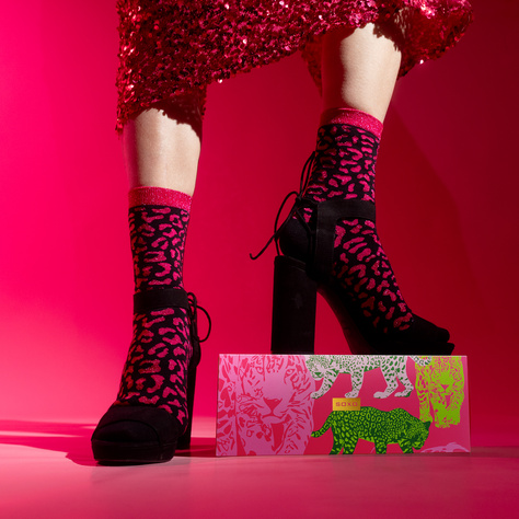 SOXO Women's Pink Leopard Socks in Packaging - 3 Pairs