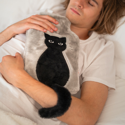 Hot water bottle SOXO cat with tail, gray 1.8 L