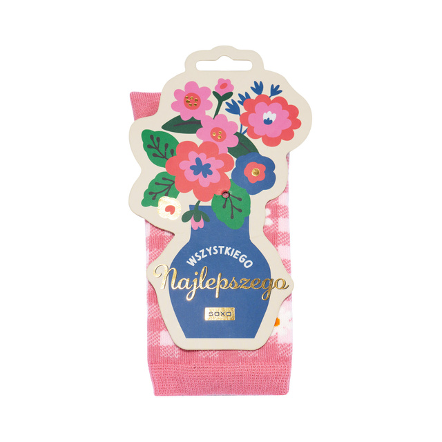 Pink SOXO women's socks with Polish inscriptions funny gift