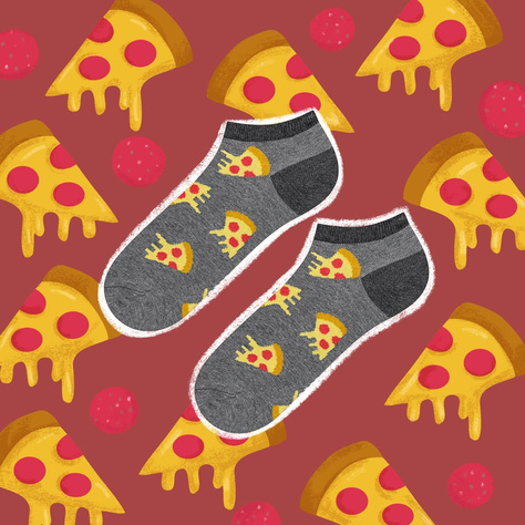 Colorful men's SOXO GOOD STUFF socks funny pizza