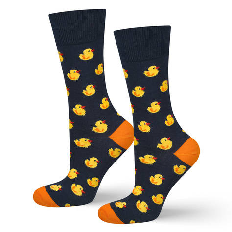 Colorful SOXO GOOD STUFF men's socks with ducklings