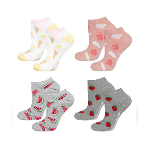 Set of 4x women's colorful SOXO ankle socks | colorful funny patterns