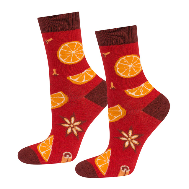 Women's coloured socks SOXO GOOD STUFF | Christmas mulled wine | gift for her