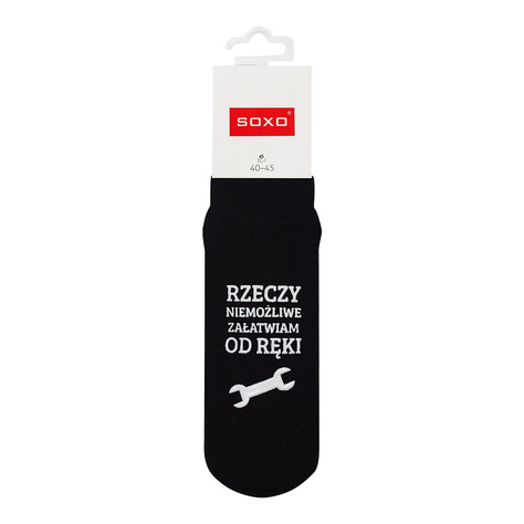 SOXO Men's socks with text  "mężczyzna walczy o życie"