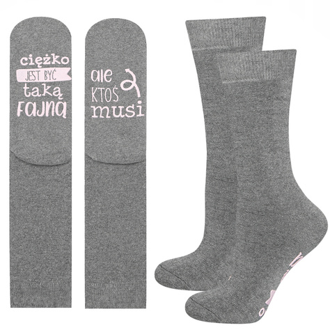 Set of 6x Colorful SOXO women's long socks with funny Polish inscriptions for a gift