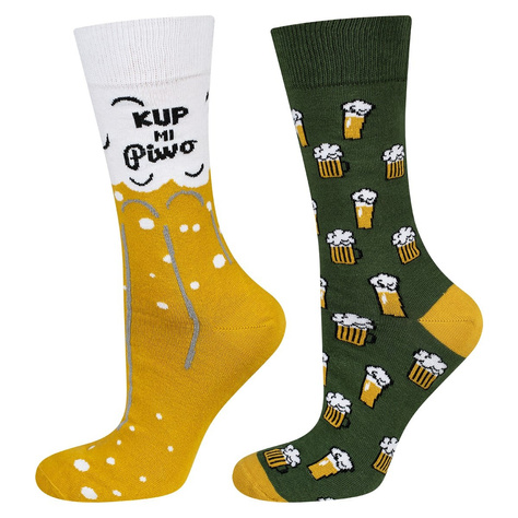 Set of 3x Colorful SOXO GOOD STUFF men's socks funny beer