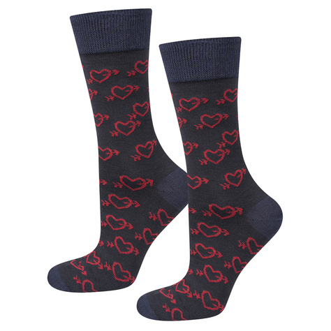 OUTLET Men's socks with red hearts and arrows