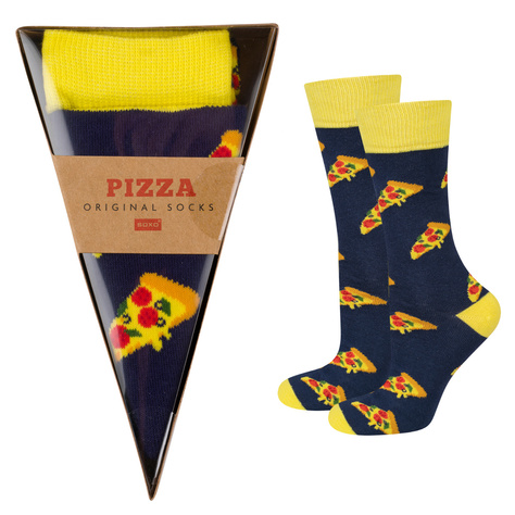 Men's and women's colorful SOXO pizza socks in a box | gift for a man | gift for woman