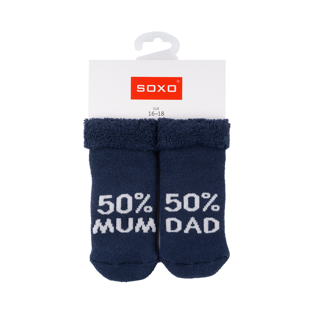 Set of 3x SOXO baby socks navy blue with inscriptions