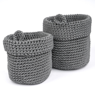 Set of 2x Momo Way bathroom basket grey 14cm and 17cm