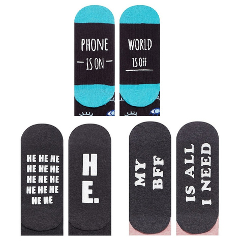 Set of 3x Colorful SOXO women's long socks with funny Polish inscriptions for a gift