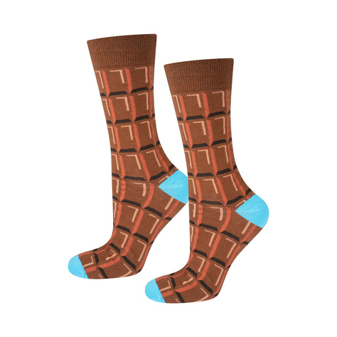 Colorful men's socks SOXO GOOD STUFF a bar of chocolate