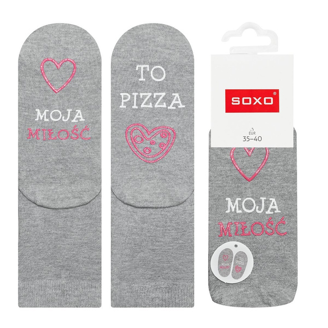 Gray Women's Long SOXO Socks with Polish inscriptions funny Pizza gift