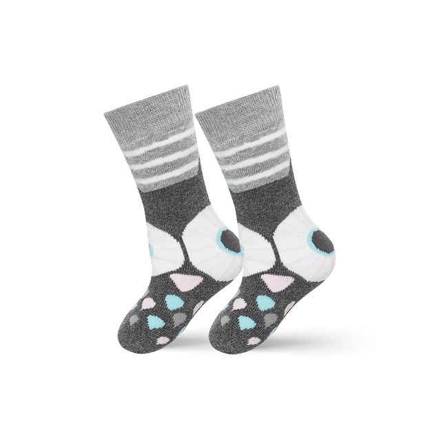 Gray children's SOXO socks cheerful warm terry owl