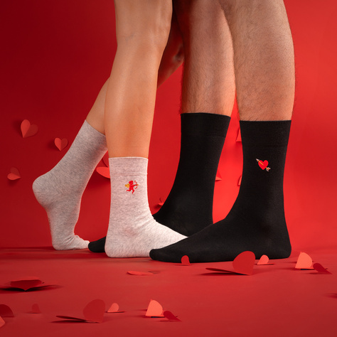 Set: Men's and Women's Socks Soxo and Valentine's Hot Water Bottle in Packaging