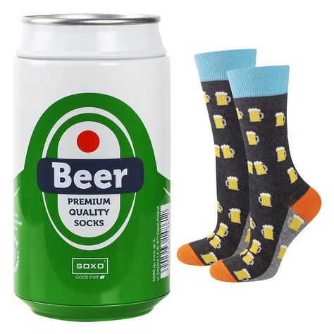 Men's Socks SOXO | Hamburger in a box | Beer in a can | Funny gift for him