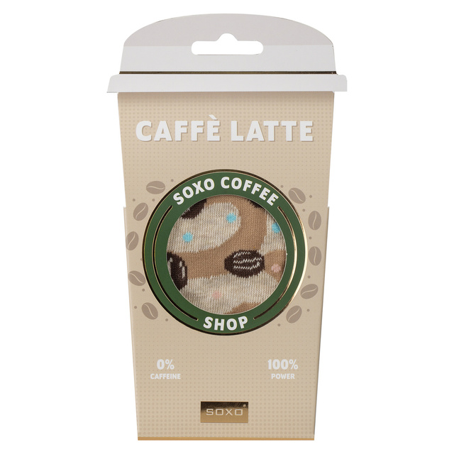 Women's socks SOXO | Coffee in caffe latte | perfect gift idea | Mikołajki | for her