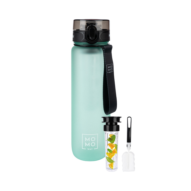 MOMO WAY Water bottle light green | ideal for travel | BPA free | Tritan