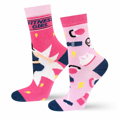 Women's colorful SOXO socks funny fitness girl