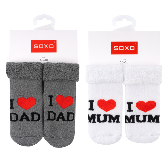 Set of 2x SOXO baby socks navy blue with inscriptions