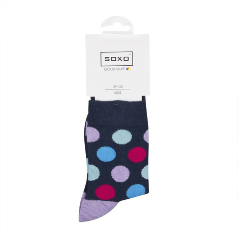 Children's navy blue SOXO GOOD STUFF socks with dots