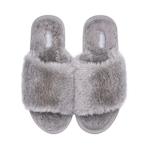 Women's slippers SOXO fur with a hard TPR sole