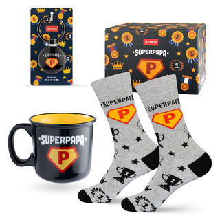 Zestaw Skarpetki Super Papa + Kubek + Brelok
