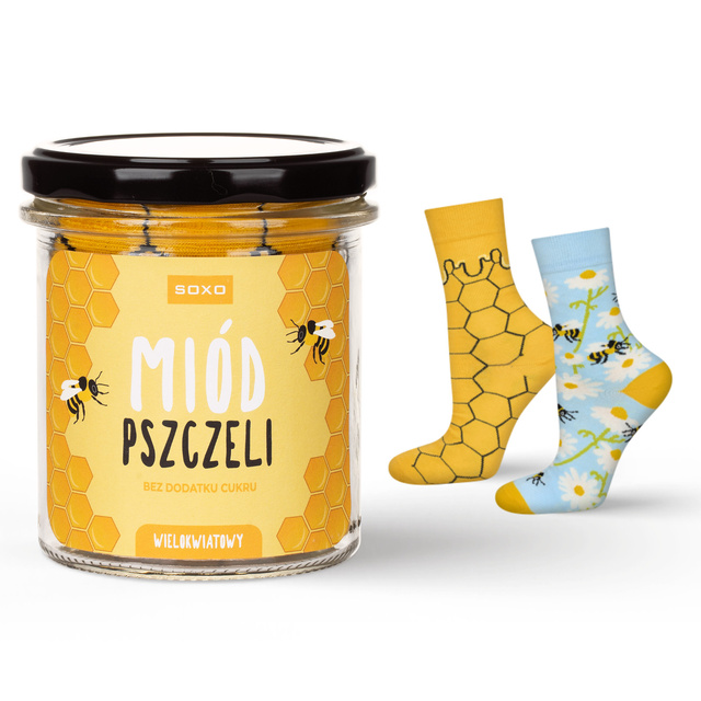 Women's SOXO GOOD STUFF socks with honey in a jar
