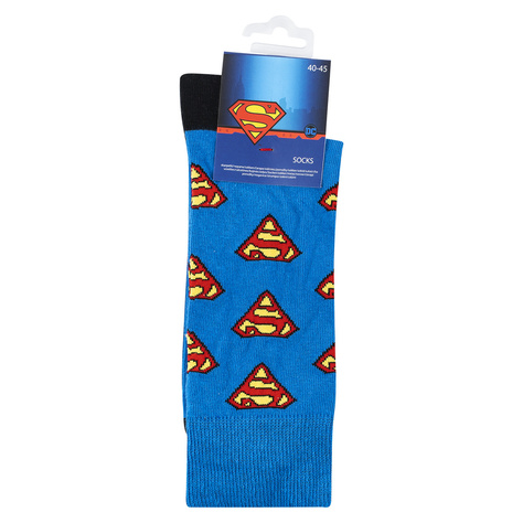 Set of 1x Colorful SOXO Superman socks and 1x Men's slippers