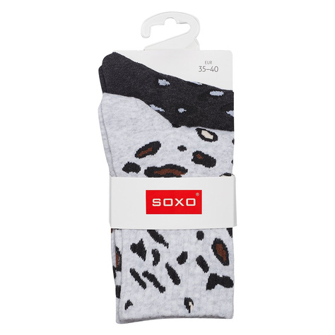 Set of 2x Colorful SOXO women's socks, classic, leopard print