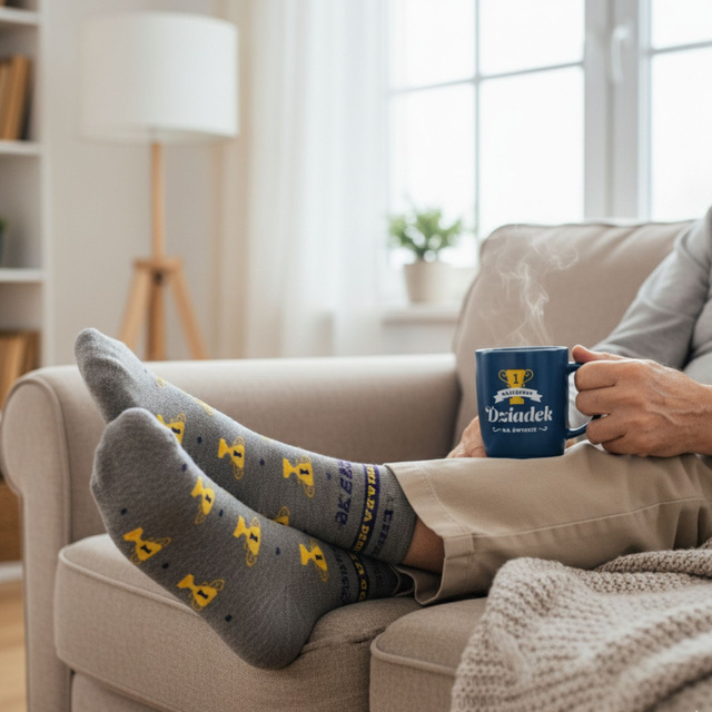 Zestaw Skarpetki Najlepszy Dziadek + Kubek