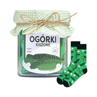 Men's | Women's colorful SOXO GOOD STUFF pickled cucumbers in a jar funny cotton socks for Him | for Her Unisex