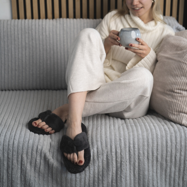 Kapcie Japonki Damskie Grafitowe